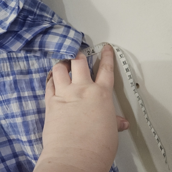 NWT! Defect Pictured. Tommy Hilfiger Womens Blue Plaid Blouse! - Picture 5 of 6